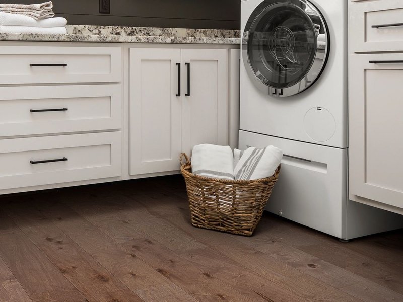 Laundry room with engineered hardwood flooring from Simonian Flooring Inc in Incline Village, NV